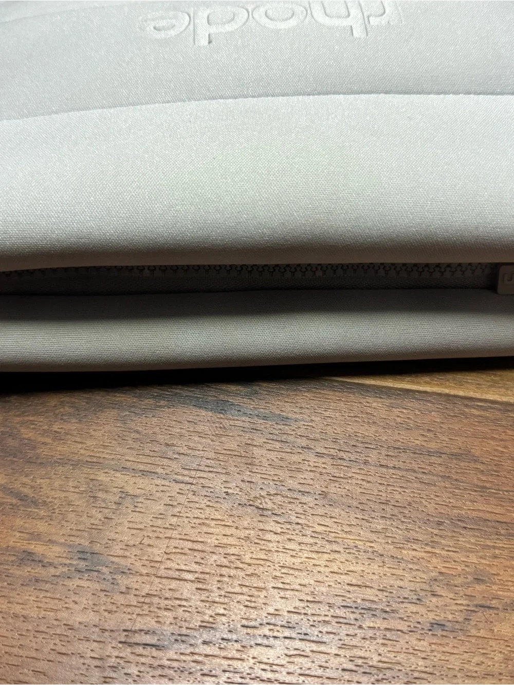 RHODE embossed soft pouch in light gray